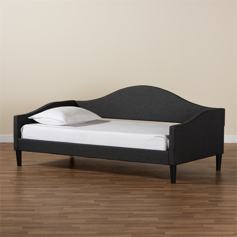 Baxton Studio Milligan Charcoal Fabric and Brown Finished Wood Full Size Daybed