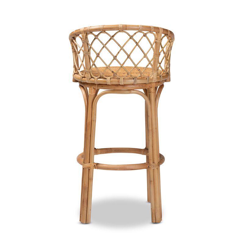 Baxton Studio Orchard Modern Bohemian Natural Brown Rattan Bar Stool