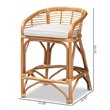 Baxton Studio Maverick White Fabric Upholstered and Brown Rattan Counter Stool