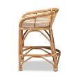 Baxton Studio Maverick White Fabric Upholstered and Brown Rattan Counter Stool
