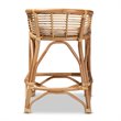 Baxton Studio Maverick White Fabric Upholstered and Brown Rattan Counter Stool