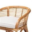 Baxton Studio Maverick White Fabric Upholstered and Brown Rattan Counter Stool