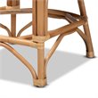 Baxton Studio Maverick White Fabric Upholstered and Brown Rattan Counter Stool