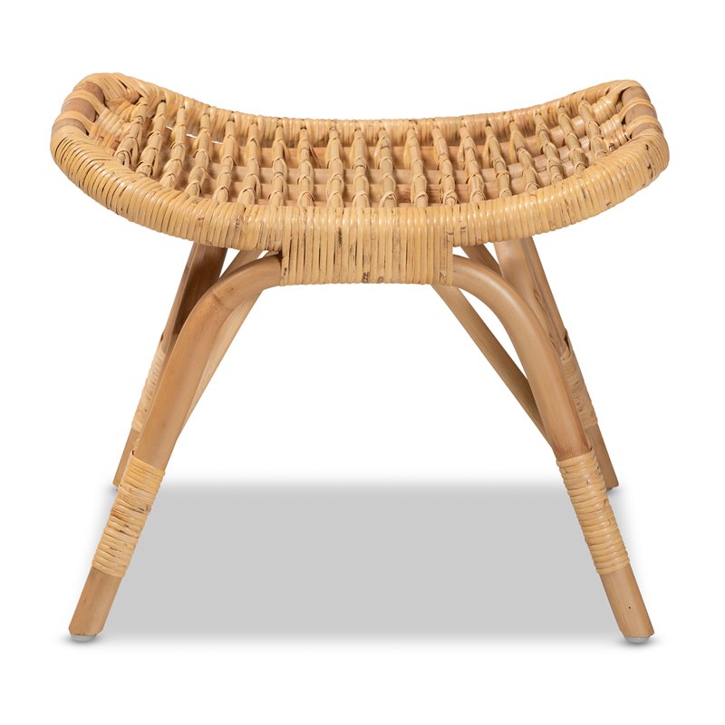 Baxton Studio Bernardo Natural Brown Rattan Ottoman