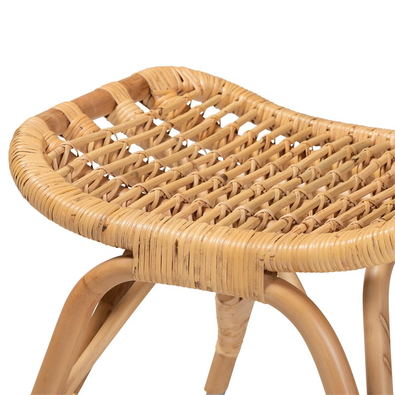 Baxton Studio Bernardo Natural Brown Rattan Ottoman