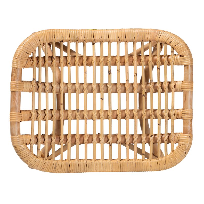Baxton Studio Bernardo Natural Brown Rattan Ottoman