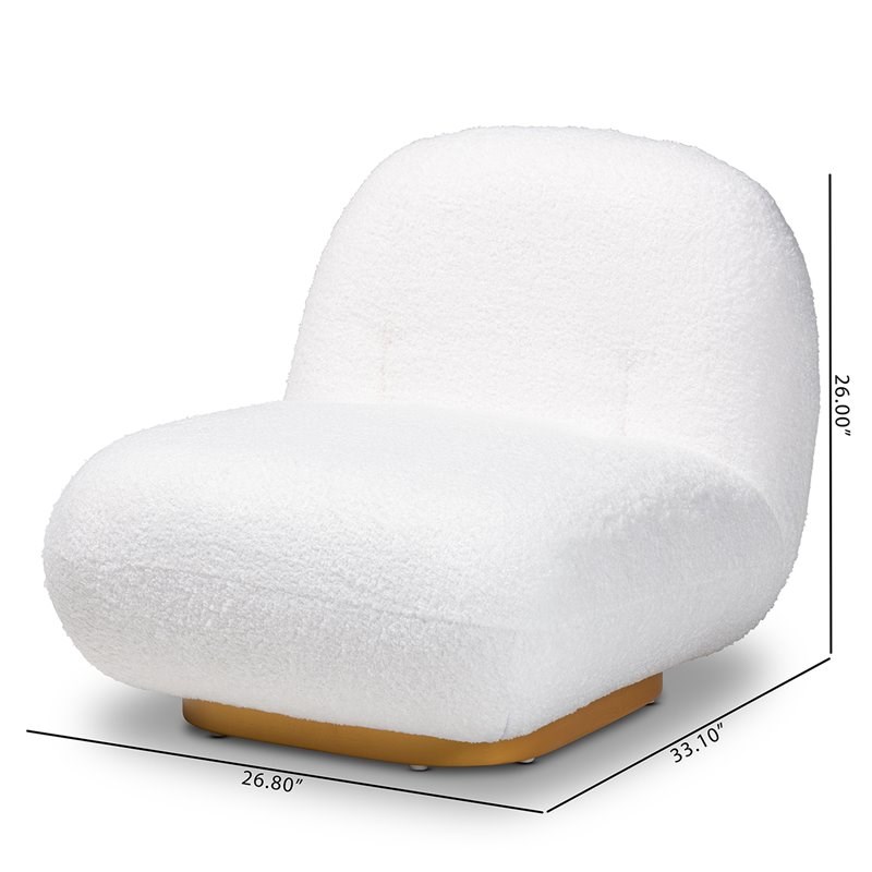 Baxton Studio Paiva White Upholstered and Brushed Gold Finished Accent Chair