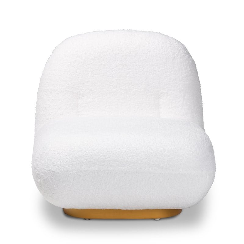 Baxton Studio Paiva White Upholstered and Brushed Gold Finished Accent Chair
