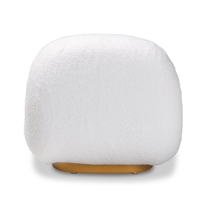 Baxton Studio Paiva White Upholstered and Brushed Gold Finished Accent Chair
