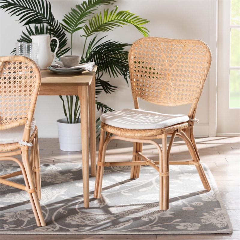 Baxton Studio Nadira Modern Brown Finished Rattan Dining Chair