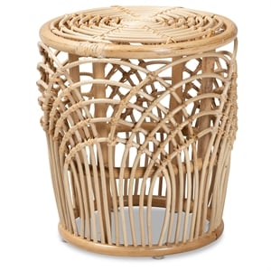 Baxton Studio Edena Modern Bohemian Natural Brown Finished Rattan End Table