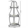 Baxton Studio Airell Contemporary Glass and Black Metal 3-Tier Plant Stand