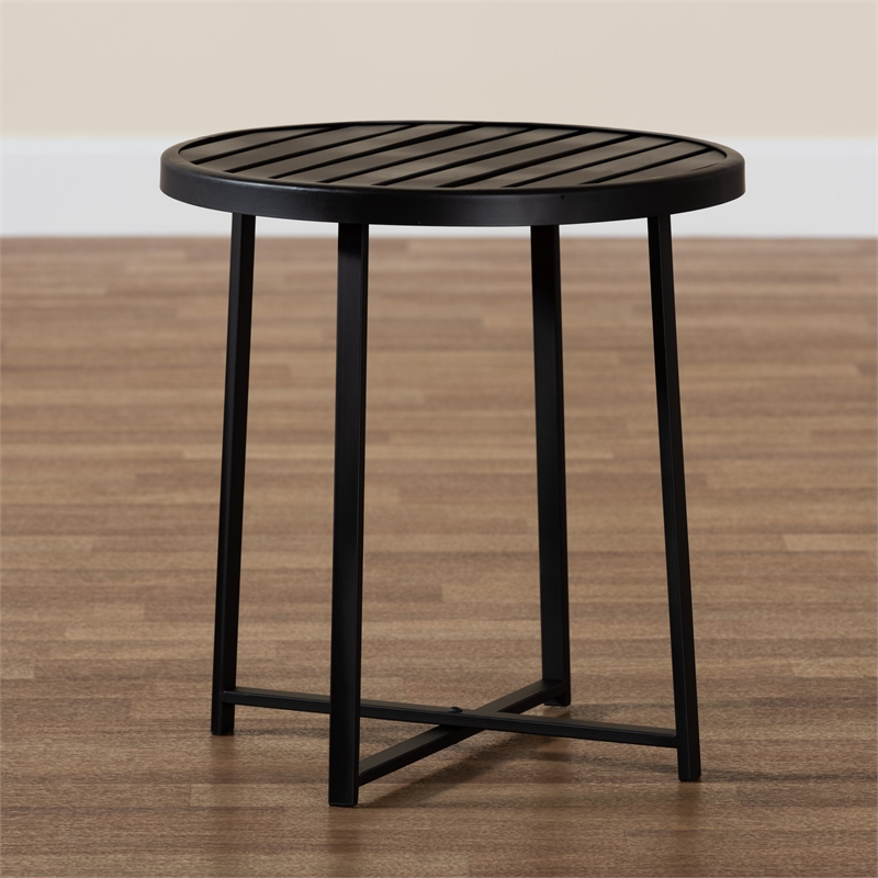 Baxton Studio Sadiya Industrial Black Metal Outdoor Side Table