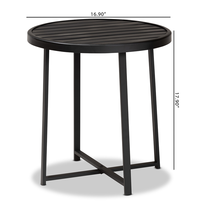 Baxton Studio Sadiya Industrial Black Metal Outdoor Side Table