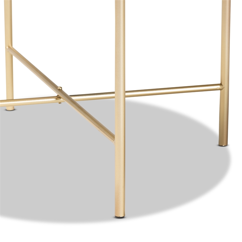 Baxton Studio Maddock Contemporary Gold Metal End Table with Marble Tabletop