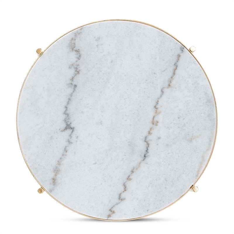 Baxton Studio Maddock Contemporary Gold Metal End Table with Marble Tabletop