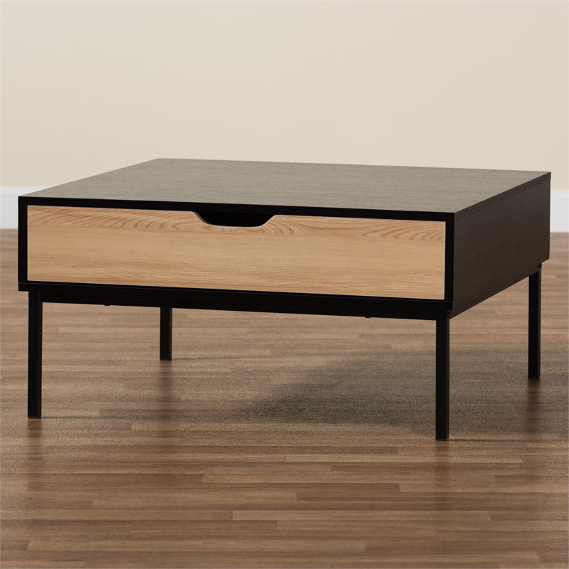 Baxton Studio Haben Contemporary Two-Tone Oak and Black Wood Coffee Table