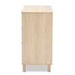 Baxton Studio Sebille Light Brown Wood 3-Drawer Storage Cabinet with Rattan