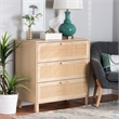 Baxton Studio Sebille Light Brown Wood 3-Drawer Storage Cabinet with Rattan