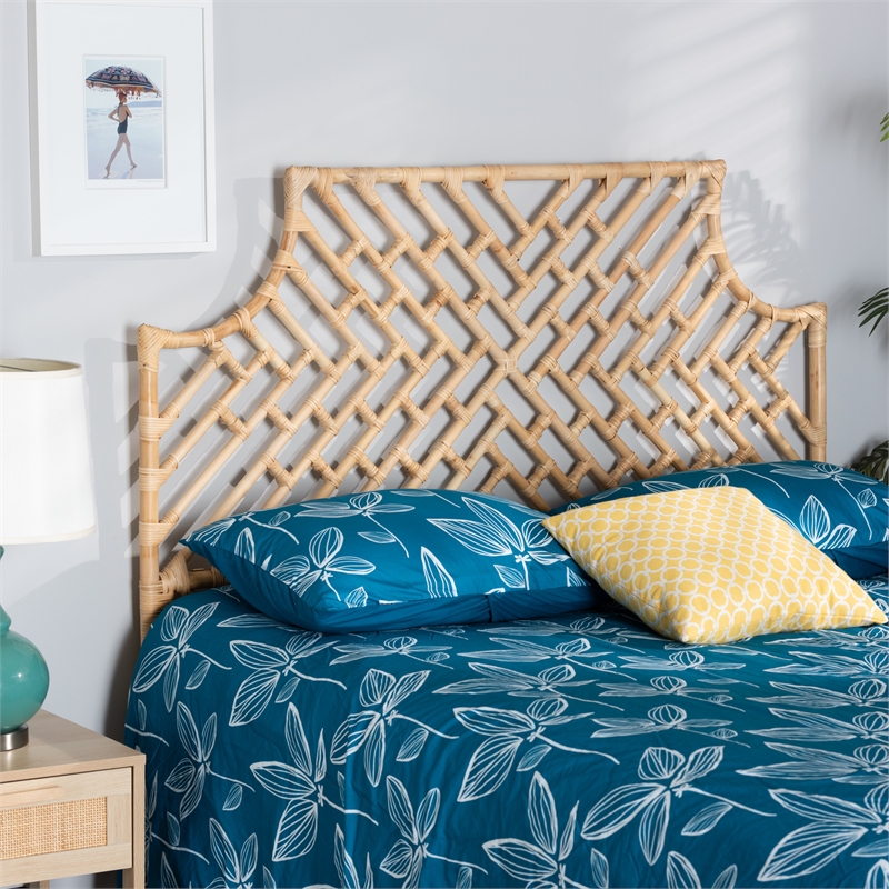 Baxton Studio Jayliah Modern Brown Rattan Queen Size Standalone Headboard