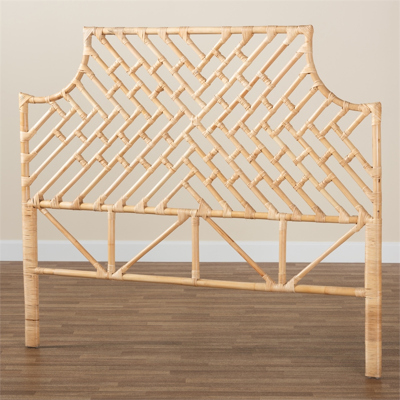 Baxton Studio Jayliah Modern Brown Rattan Queen Size Standalone Headboard