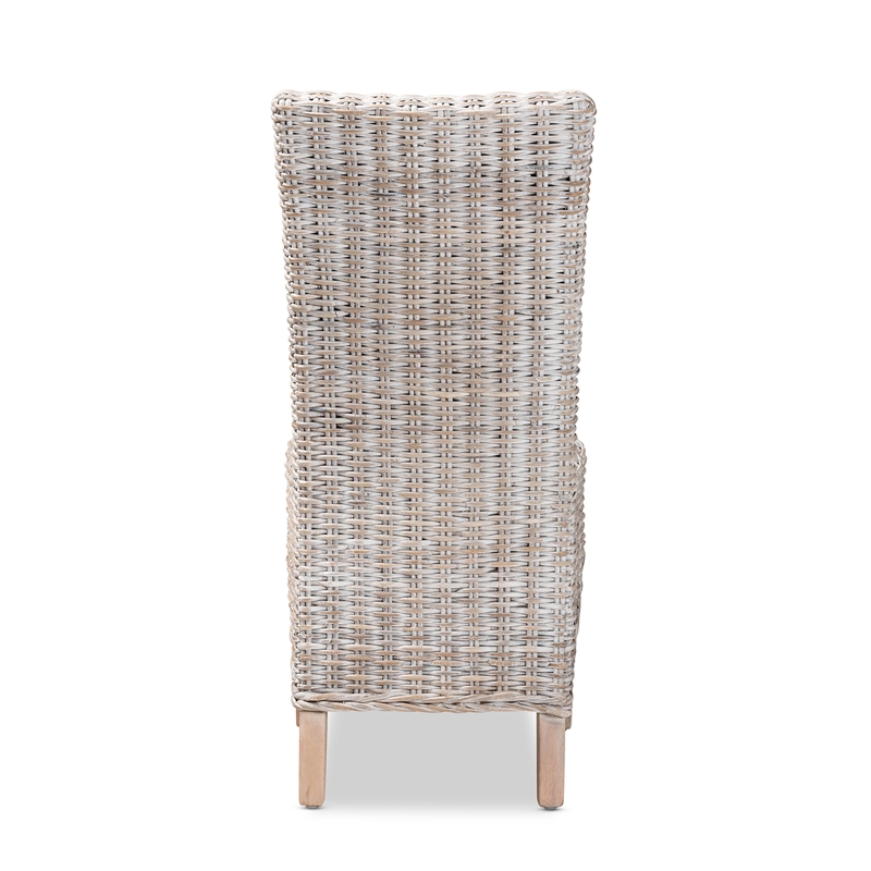 Baxton Studio Trianna Transitional Rattan and Natural Brown Wood Dining Chair