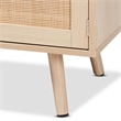 Baxton Studio Sebille Light Brown  Wood 2-Door TV Stand with Natural Rattan