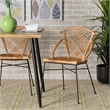 Baxton Studio Pro Modern  Brown Rattan and Black Metal 2-Piece Dining Chair Set