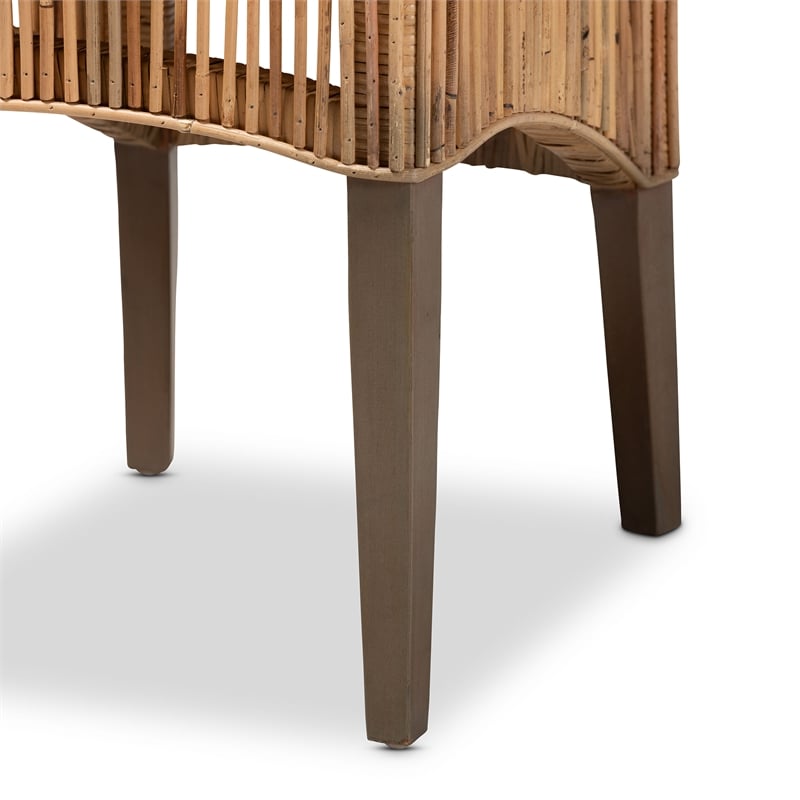 Baxton Studio Sullivan Modern Natural Brown Rattan 2-Piece Dining Chair Set