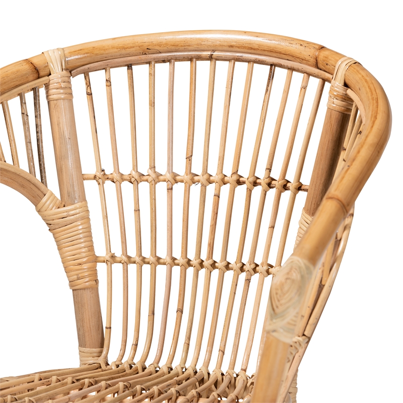 Baxton Studio Alleta Modern Natural Brown Rattan 2-Piece Dining Chair Set