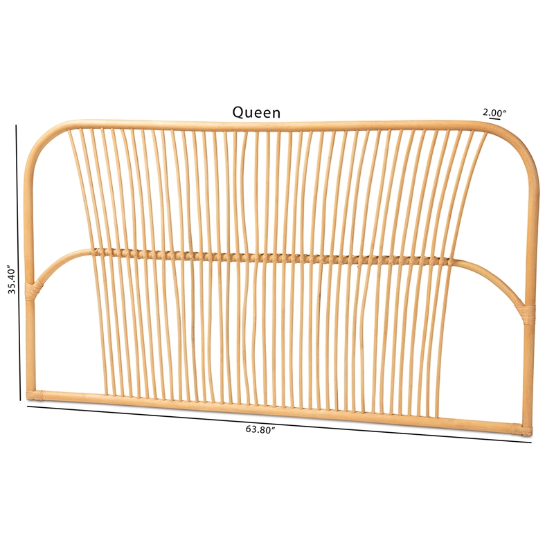 Baxton Studio Laina Modern Bohemian Brown Rattan Queen Size Wall-mount Headboard