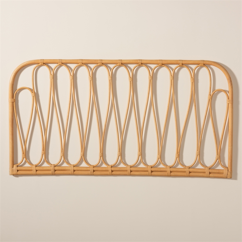 Baxton Studio Carrick Modern Brown Rattan Queen Size Wall-mount Headboard