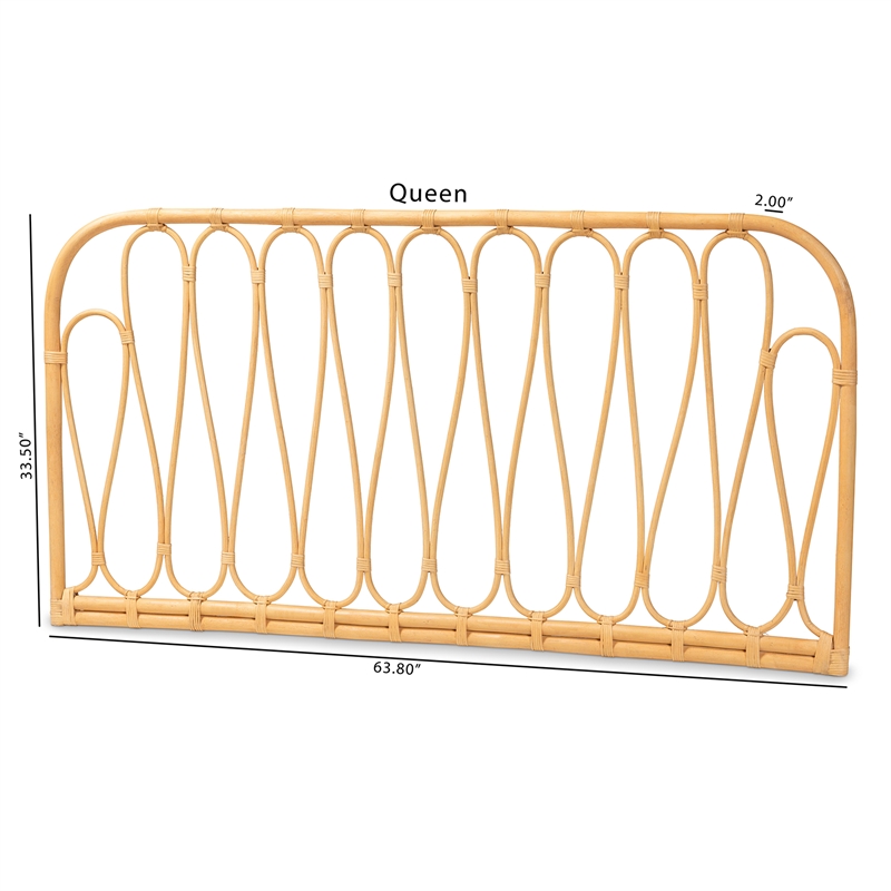 Baxton Studio Carrick Modern Brown Rattan Queen Size Wall-mount Headboard