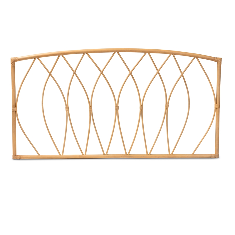 Baxton Studio Halia Modern Bohemian Brown Rattan Queen Size Wall-mount Headboard