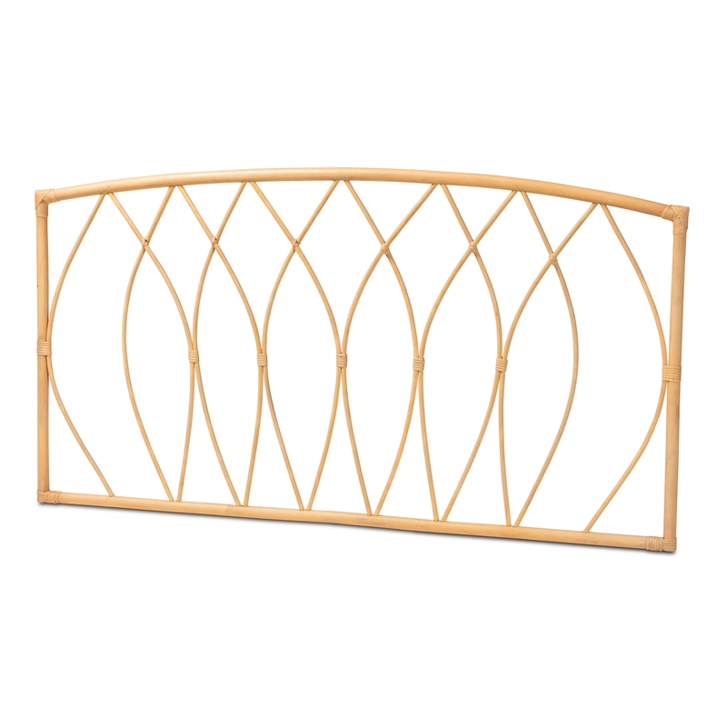 Baxton Studio Halia Modern Bohemian Brown Rattan Queen Size Wall-mount Headboard