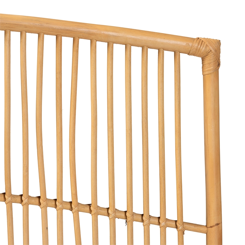 Baxton Studio Malvina Modern Brown Rattan Queen Size Wall-mount Headboard