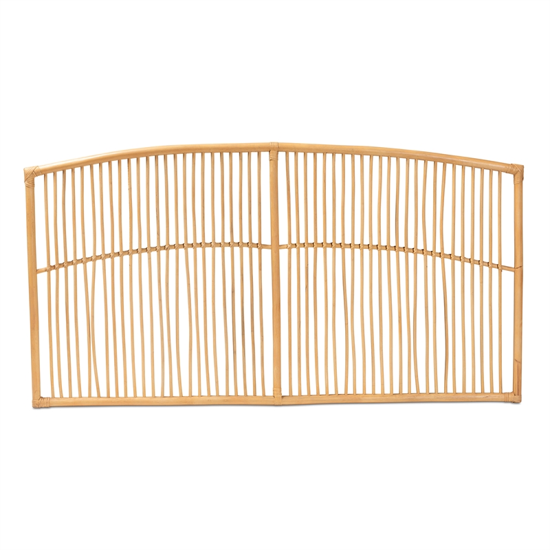 Baxton Studio Malvina Modern Brown Rattan Queen Size Wall-mount Headboard