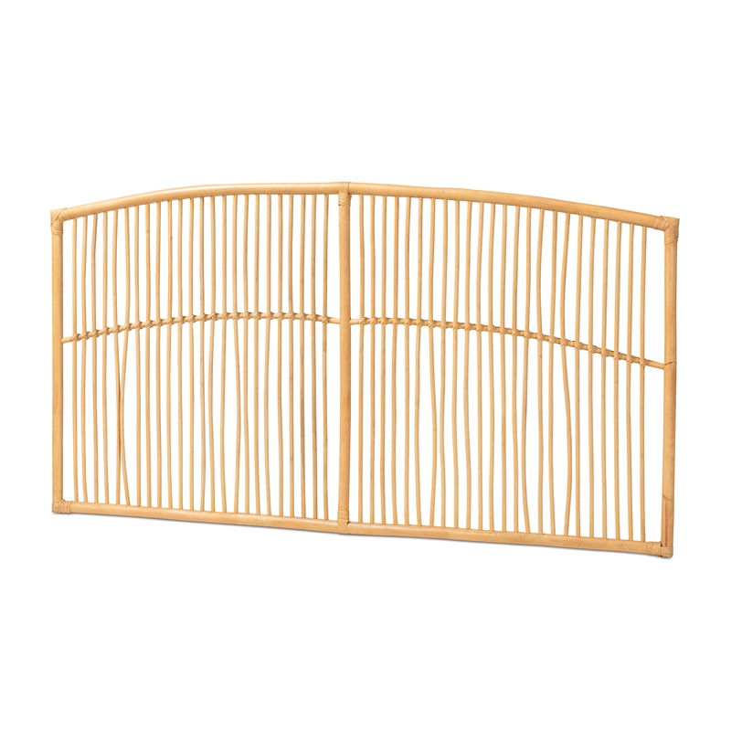 Baxton Studio Malvina Modern Brown Rattan Queen Size Wall-mount Headboard