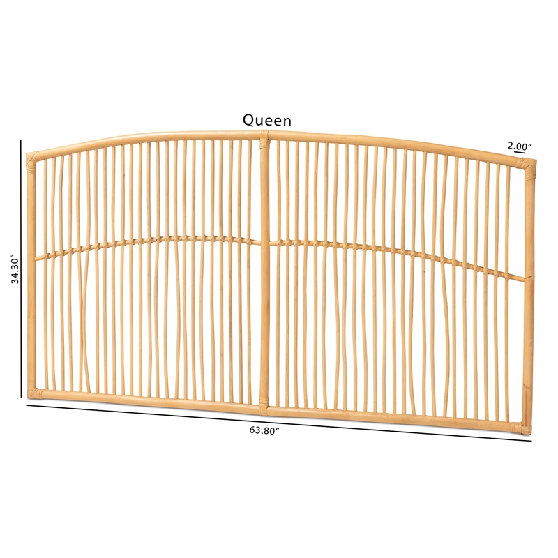 Baxton Studio Malvina Modern Brown Rattan Queen Size Wall-mount Headboard