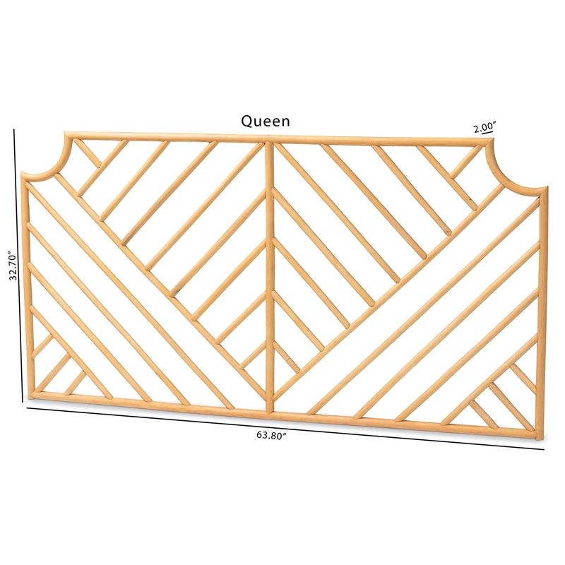 Baxton Studio Giza Modern  Brown Rattan Queen Size Wall-mount Headboard