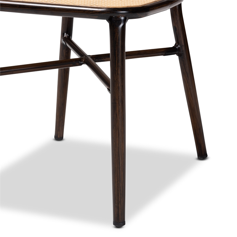 Baxton Studio Katina Brown  Metal and Rattan 2-Piece Outdoor Dining Chair Set