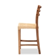 Baxton Studio Arthur Walnut Brown Finished Wood and Natural Rattan Counter Stool