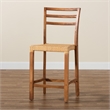 Baxton Studio Arthur Walnut Brown Finished Wood and Natural Rattan Counter Stool