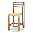 Baxton Studio Arthur Walnut Brown Finished Wood and Natural Rattan Counter Stool