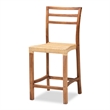 Baxton Studio Arthur Walnut Brown Finished Wood and Natural Rattan Counter Stool