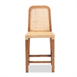 Baxton Studio Caspia Walnut Brown Finished Wood and Natural Rattan Counter Stool