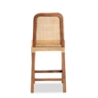 Baxton Studio Caspia Walnut Brown Finished Wood and Natural Rattan Counter Stool