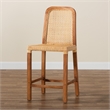 Baxton Studio Caspia Walnut Brown Finished Wood and Natural Rattan Counter Stool