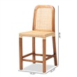 Baxton Studio Caspia Walnut Brown Finished Wood and Natural Rattan Counter Stool