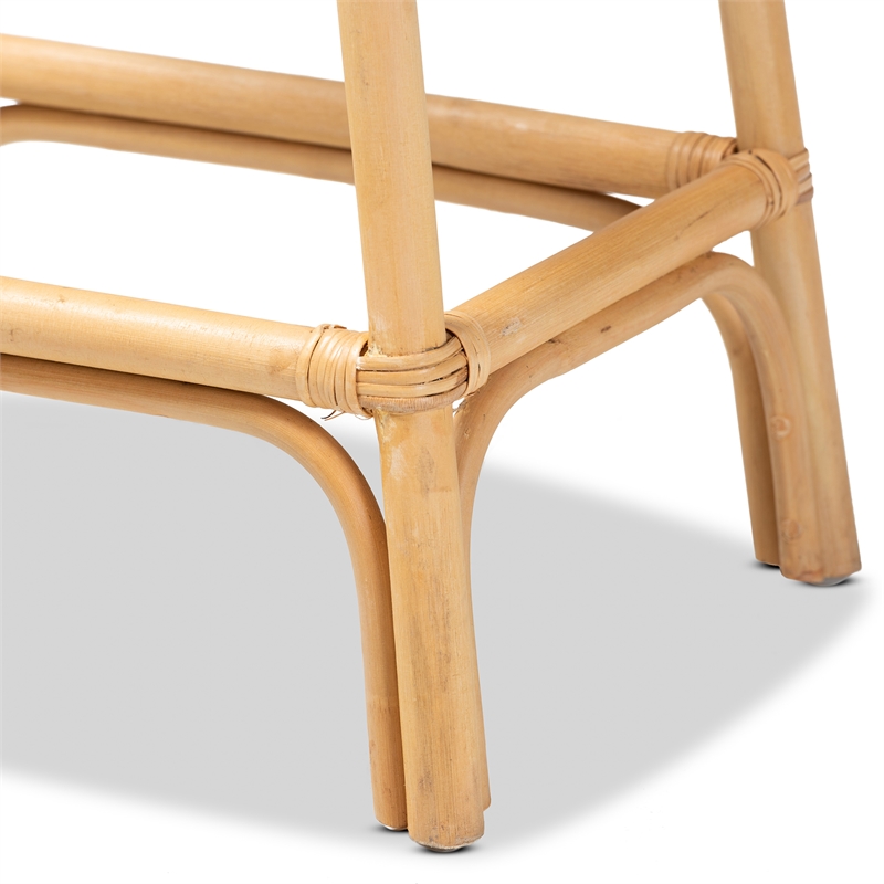 Baxton Studio Elgon Modern Bohemian Natural Brown Rattan Counter Stool